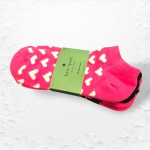KATE SPADE 3 PK Valentine's  Hearts No Show Socks 4-10 NWT